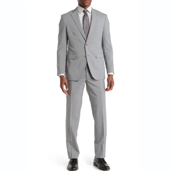 Terno Casual Men's Two-Piece Jacket and Pants Blazer Grey Single-breasted Notch Lapel Slim Fit Wedding Groom Male Outfit - Image 4