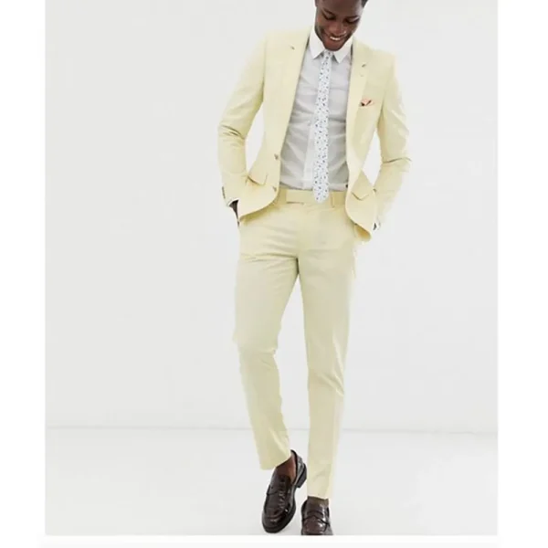 Elegant Men's Slim Fit Two-Piece Wedding Jacket and Pant Set Formal Party Single-breasted Notch Lapel Blazer - Image 3