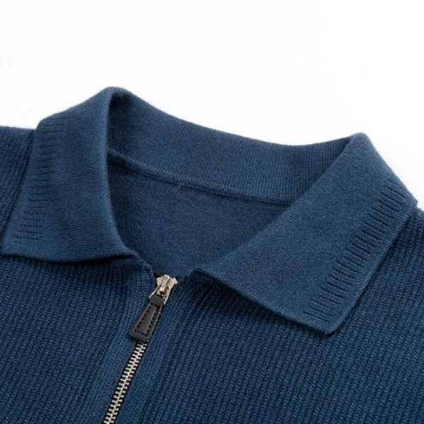 Warm long-sleeved lapel sweater for business casual men's polo shirts in the fall and winter.Pullover Sweater with Long Sleeves for Men - Image 2