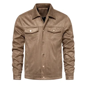 Men's Fashion Luxury Casual Turn-down Collar Jacket in 2025 New Autumn/Winter Suede Leather