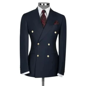 Premium Men's Slim Fit Double-breasted Peak Lapel Skinny Blazer Prom Party Outfits for Men's Luxury Two-Piece Jackets and Trousers