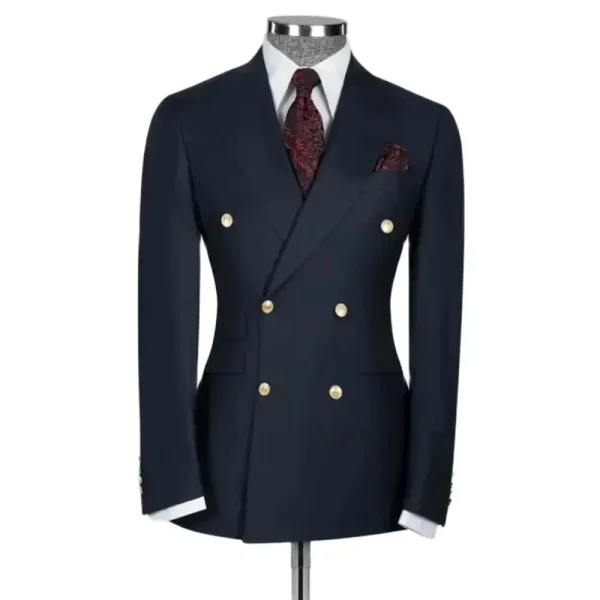 Premium Men's Slim Fit Double-breasted Peak Lapel Skinny Blazer Prom Party Outfits for Men's Luxury Two-Piece Jackets and Trousers