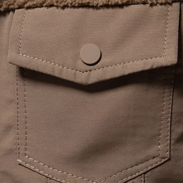 Men's Fashion Casual Work Jackets with Patchwork Fur Collars and Thick Sherpa Fleece for Winter Warmth - Image 3