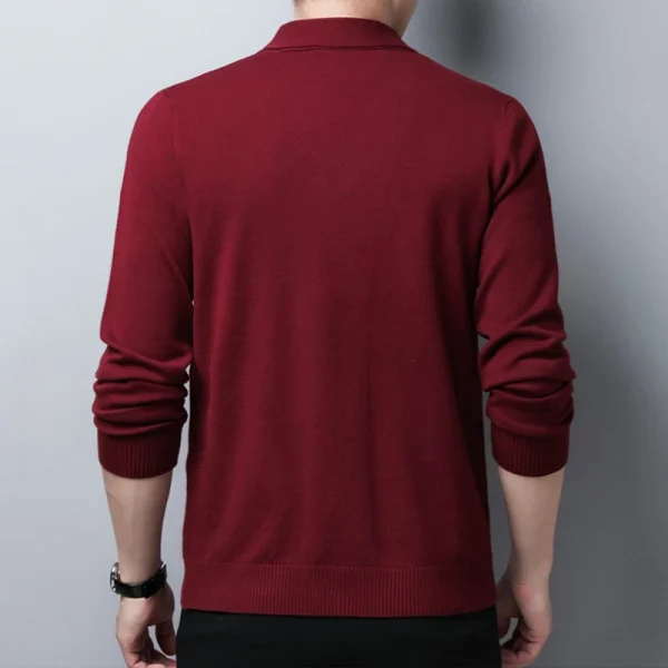 High-quality, solid-colored, V-necked cardigan for men's business casual, everyday, stretchable, and warm sweater - Image 3