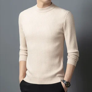 Men's Thickened and Warm Knitted Pullover with O-neck, Slim Fit Base Shirt for Everyday Commuting in the Fall and Winter