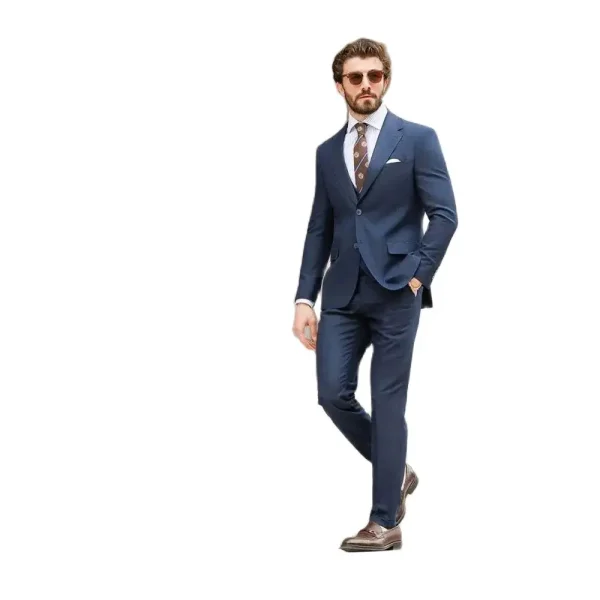 Superior Business Outfits in Luxurious Navy Blue Men's Suits Full Set of Two-Piece Jacket and Pants with Single Breasted Notch Lapel Slim Fit 2025