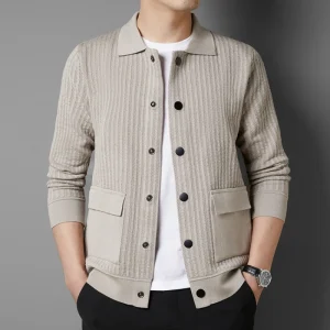 Breathable Knitted Coat for Autumn and Spring. Premium Stretch Men's Everyday Joker Button Knitted Cardigan, Soft Jacket.