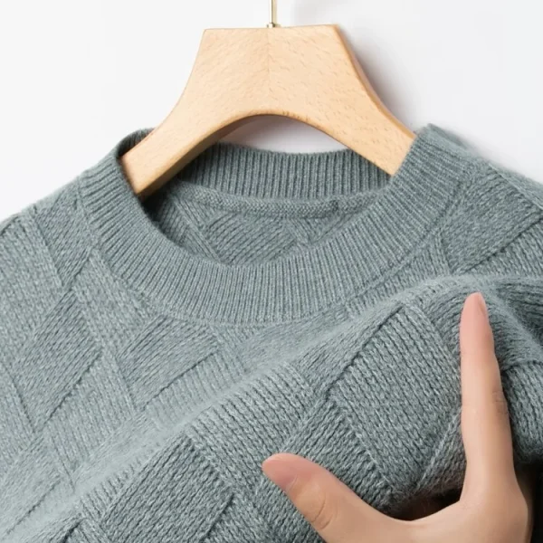 Grid of Solid Colors Premium Men's Warm Bottomed Pullover Sweater with a Loose Casual O-neck for Fall and Winter. - Image 8