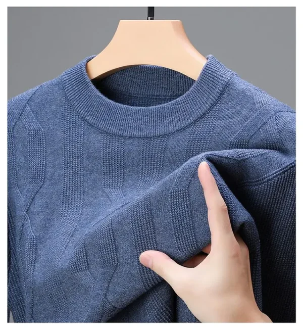 Premium Men's Autumn and Winter Warm Sweater, O-neck Solid Color Pullover Sweater, Daily Slim-fit Bottoming Shirt. - Image 8