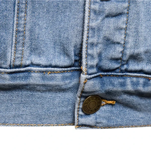 New Men's Casual Solid Color Lapel Single-Breastered Jeans Jacket for Autumn Slim Fit Made of High-Quality Cotton in 2025 - Image 4