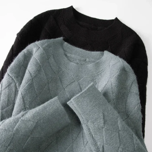 Grid of Solid Colors Premium Men's Warm Bottomed Pullover Sweater with a Loose Casual O-neck for Fall and Winter. - Image 17