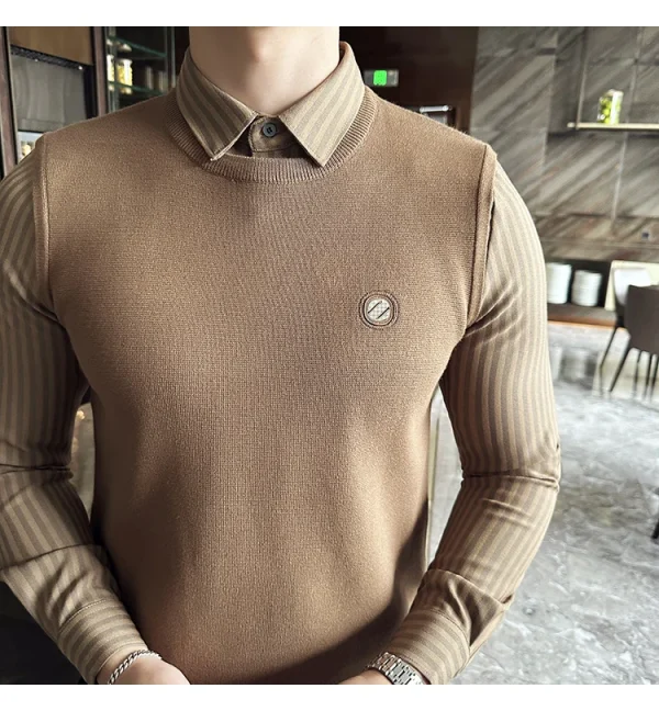 Men's Extra Thick Thermal Sweater with Fleece for Fall and Winter. Superior Knit Sweater with Knit Body and Woven Shirt Collar - Image 6
