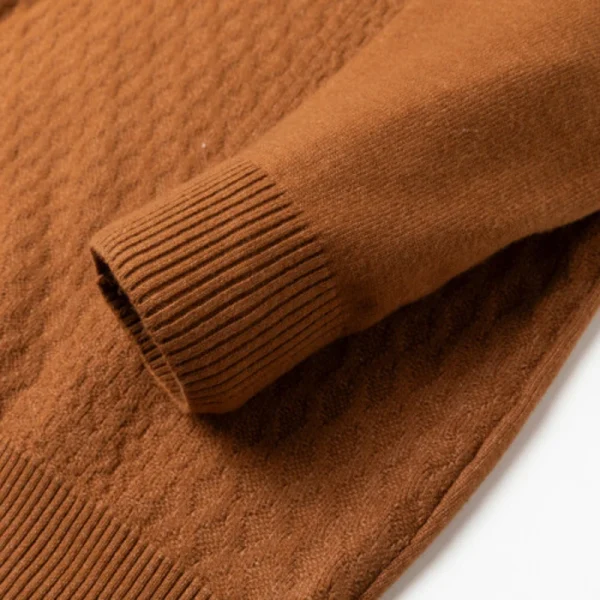 Excellent Men's Solid Color V-neck Long Sleeve Warm Sweater for Business Casual, 2024 Daily Adaptable Polo Shirt - Image 4