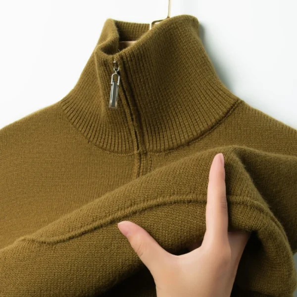 Men's Pullover Sweater with Half High-neck Zipper, 2025, Autumn and Winter Warm, Everyday Basic Versatile Pullover Knitted Sweater. - Image 2