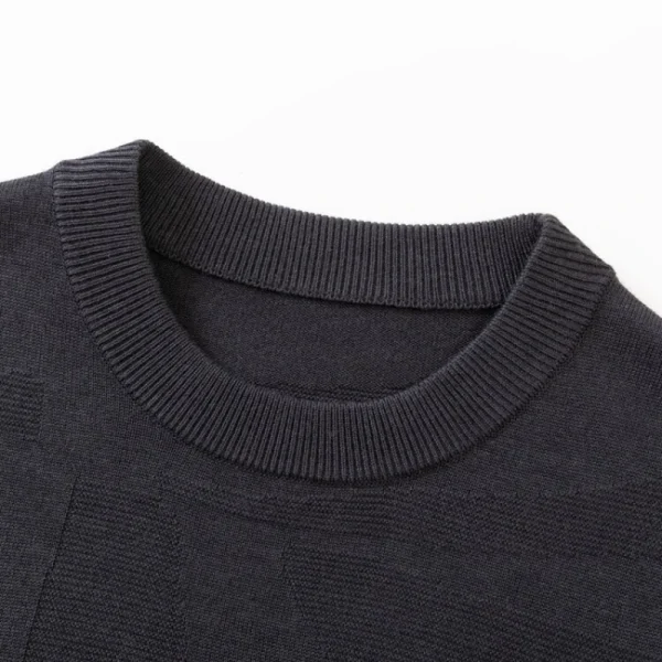 Wool Blend Premium Men's Warm Base Shirt for Autumn and Winter, O-neck Knit Pullover for Everyday Commuting - Image 2