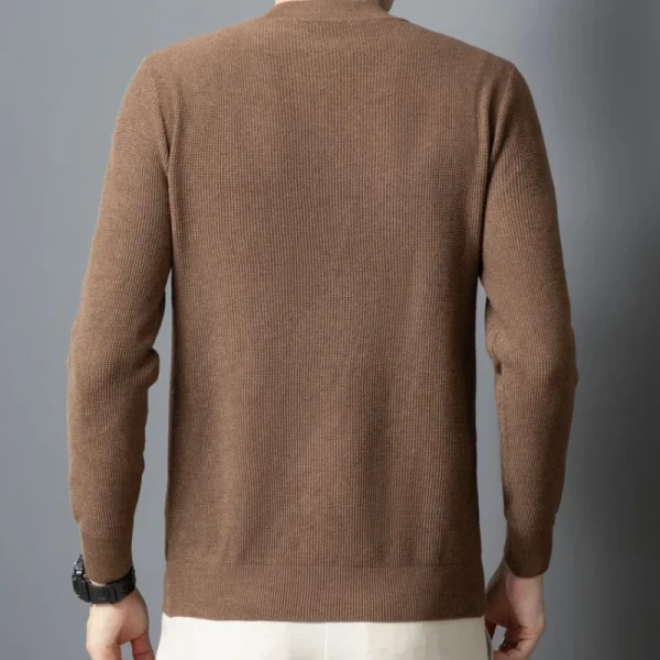 Premium Men's Autumn and Winter Warm Sweater, O-neck Solid Color Pullover Sweater, Daily Slim-fit Bottoming Shirt. - Image 3