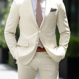 Elegant Men's Suit Wedding Groom Attire Elegant Two-Piece Jacket Pants with a Single Breasted Notch Lapel Terno