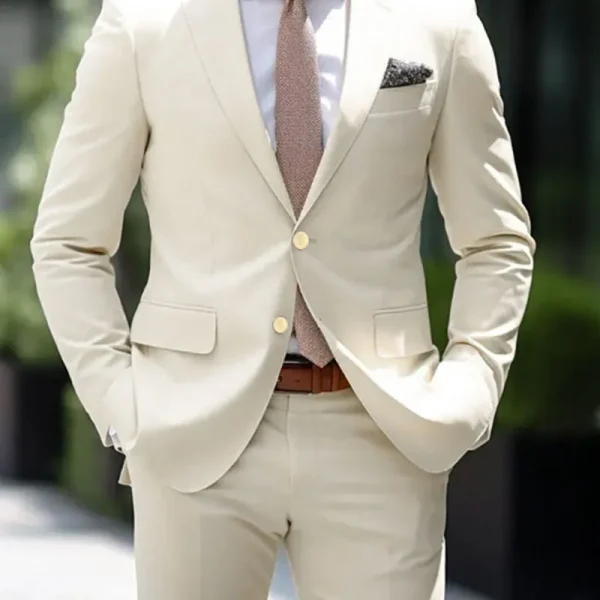 Elegant Men's Suit Wedding Groom Attire Elegant Two-Piece Jacket Pants with a Single Breasted Notch Lapel Terno