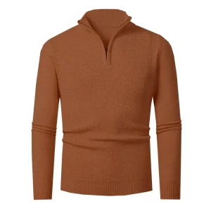 Business Casual Warm Bottoming Knitted Top for Men, Half Zipper T-Shirt, Long Sleeve Slim Fit Sweater, Autumn & Winter