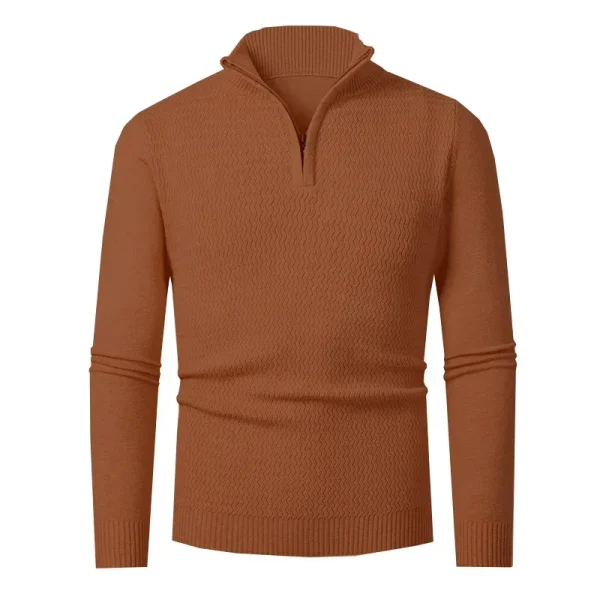 Business Casual Warm Bottoming Knitted Top for Men, Half Zipper T-Shirt, Long Sleeve Slim Fit Sweater, Autumn & Winter
