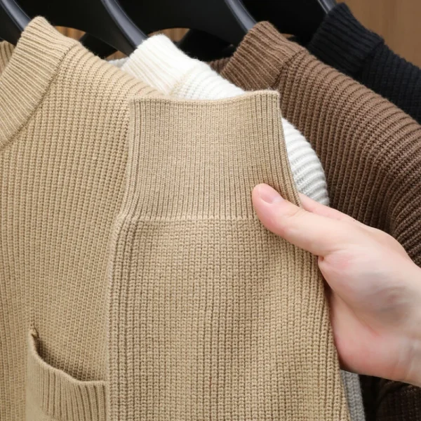Stylish new men's pullover for fall and winter, featuring a solid color and a thickened o-neck. - Image 3