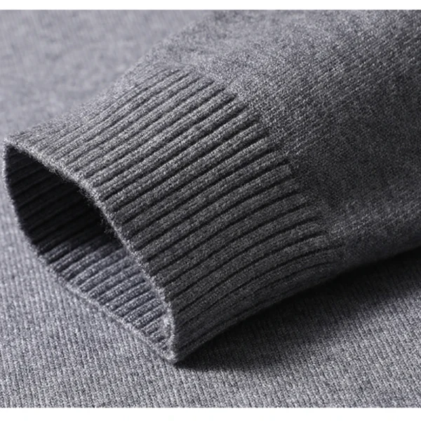 Men's business casual sweater with a V-neck in a plain color, warm ribbed pullover for fall 2025. - Image 4