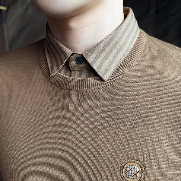 Men's Extra Thick Thermal Sweater with Fleece for Fall and Winter. Superior Knit Sweater with Knit Body and Woven Shirt Collar - Image 3