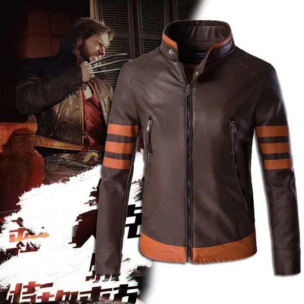 Men's Wolverine Casual PU Leather Locomotive Coat Bomber Jacket Slim Coats with Zipper, 2025 - Image 3