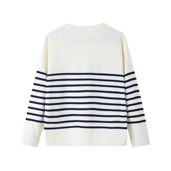 Stylish Men's O-neck Knitted Sweater, Casual Top with Stripes, 46% Cotton, Pullover for Spring and Fall. - Image 3