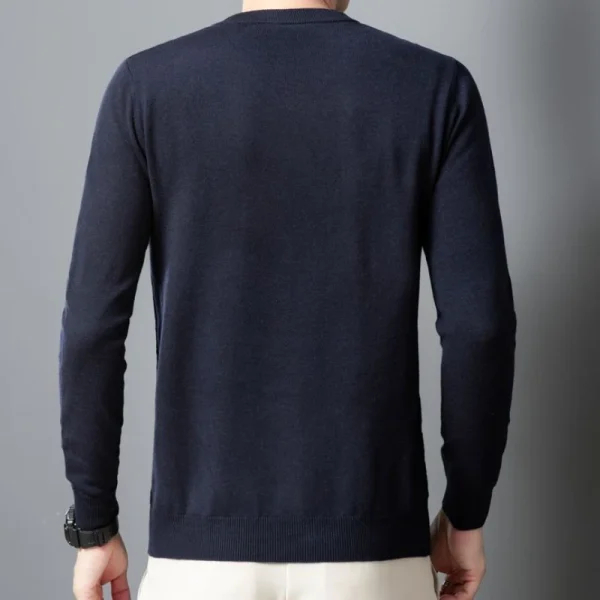 Superior quality V-neck pullover knitted sweater, daily slim-fit base shirt, thickened and warm men's sweater.Shirt with Dark Stripes - Image 4