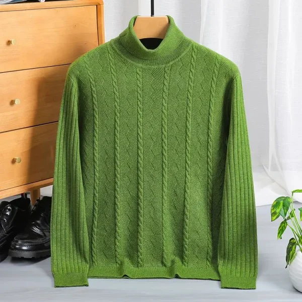 Warm and cozy men's bottoming shirt with a high neck, solid color, dark pattern, pullover, and daily versatility knit sweater