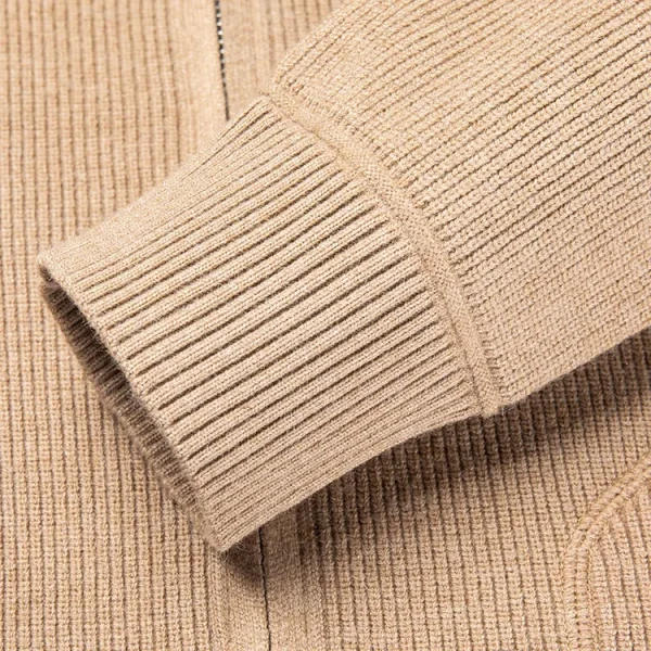 Men's Solid Color Long-Sleeved Stretch Cardigan, Warm Sweater for Everyday Casual.Jacket for Fall - Image 5