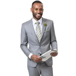 Terno Casual Men's Two-Piece Jacket and Pants Blazer Grey Single-breasted Notch Lapel Slim Fit Wedding Groom Male Outfit