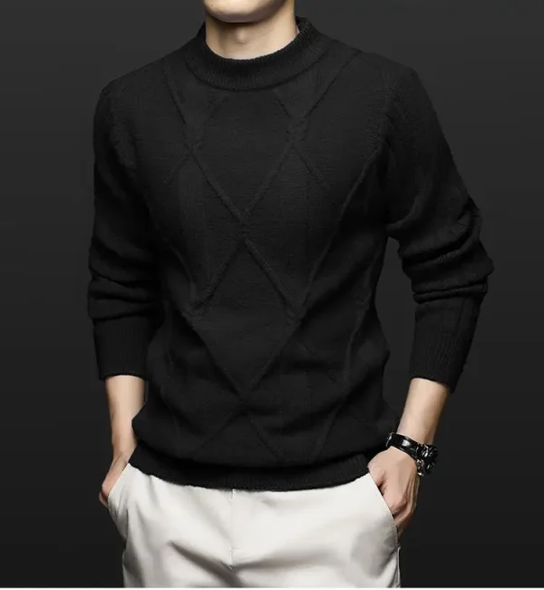 Superior Men's Solid Color Men's Cozy Pullover Knitted Sweater for Autumn and Winter 2024. - Image 8