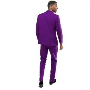 Formal Slim-Fit Purple Men's Suits Party Complete Sets: One Breatched Peak Lapel Regular Length Luxury Two-Piece Jacket and Pants