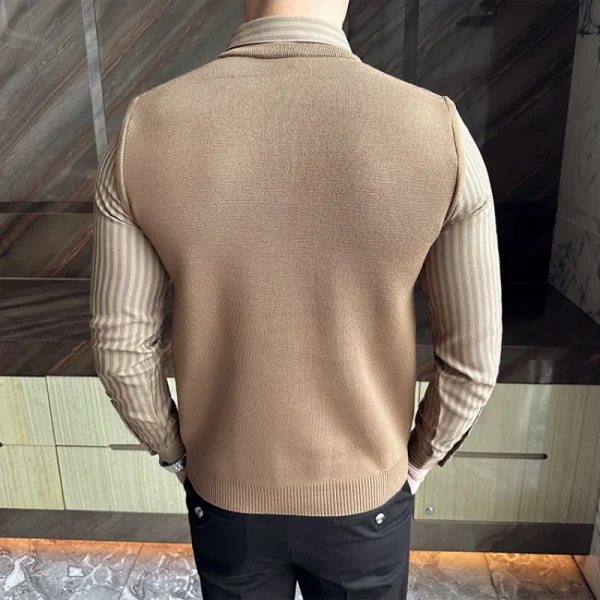 Men's Extra Thick Thermal Sweater with Fleece for Fall and Winter. Superior Knit Sweater with Knit Body and Woven Shirt Collar - Image 2