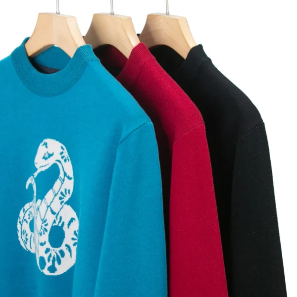 The O-neck Superior Quality Thick and Warm Men's Printed Sweater for Autumn and Winter 2025. - Image 2