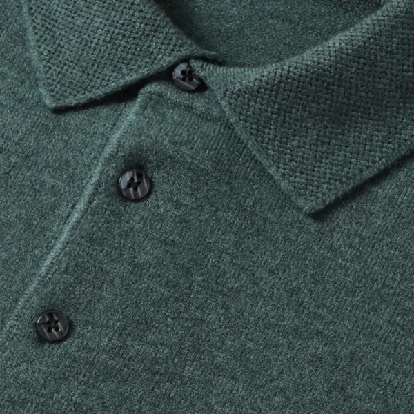 Men's long-sleeved, solid-colored, business casual sweater in the new autumnal style of 2025 A adaptable, elastic, and warm polo shirt - Image 4