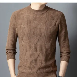 Premium Men's Autumn and Winter Warm Sweater, O-neck Solid Color Pullover Sweater, Daily Slim-fit Bottoming Shirt.