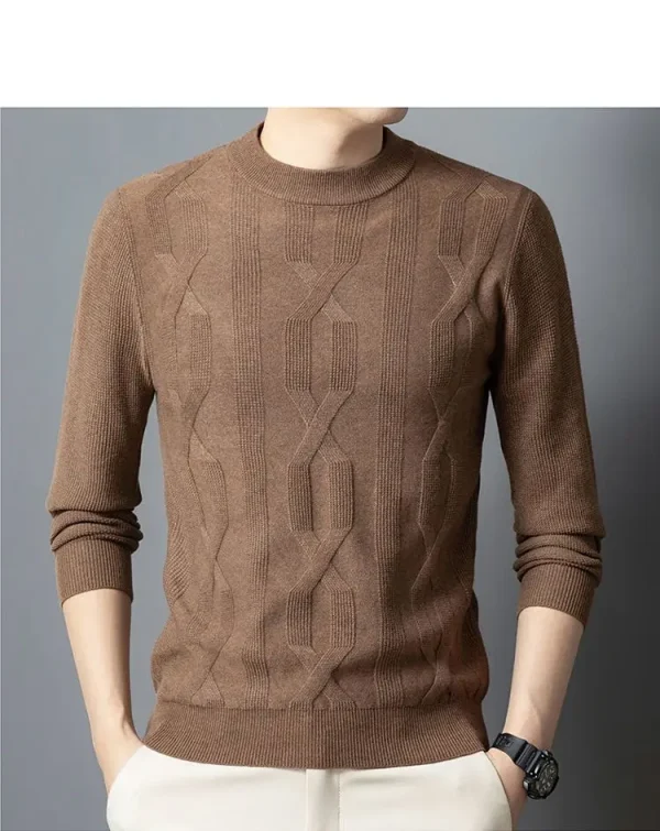 Premium Men's Autumn and Winter Warm Sweater, O-neck Solid Color Pullover Sweater, Daily Slim-fit Bottoming Shirt.