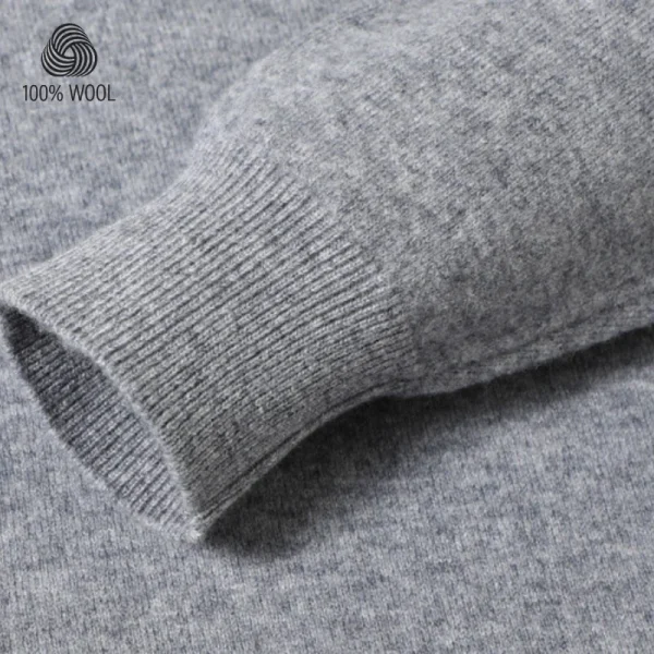 All-wool, Premium Men's Pullover Knitted Sweater, Business Casual Stretchable Polo Shirt, Fall/Winter. - Image 3