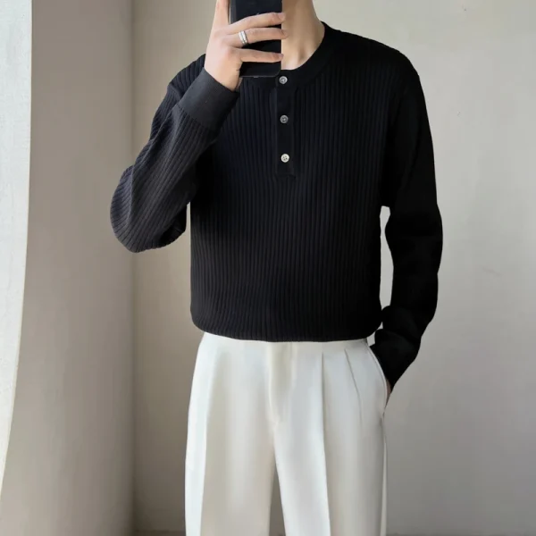 Turtleneck sweater with stripes, cozy knit sweater for young men in the fall and winter, and everyday casual sweater for men. - Image 2