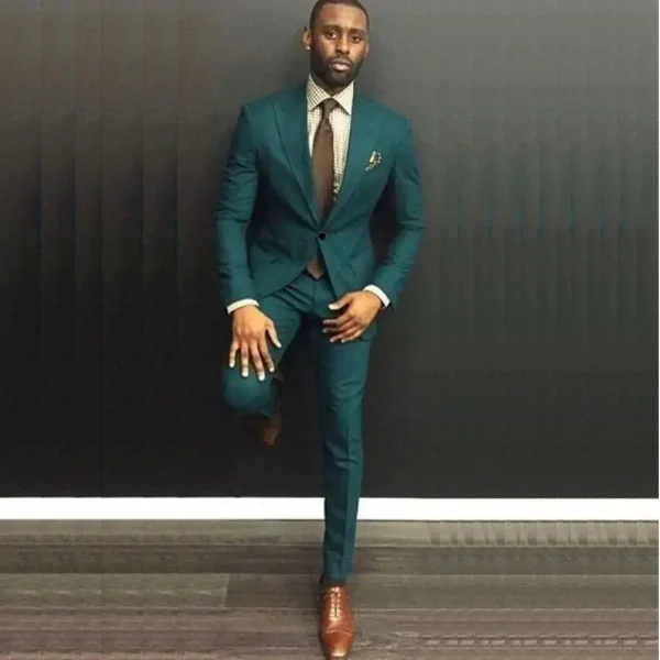 Men's Slim Fit Suits Elegant Wedding Full Set Terno Blazer with Single Breasted Peak Lapel, Premium Two-Piece Jacket and Pant Set