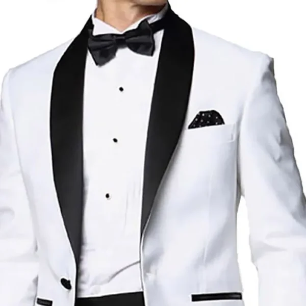 Black Shawl Lapel Slim Fit Coat One Piece Black Shawl White One Button Men's Suit Elegant Wedding Blazer Luxury Men's Clothes - Image 4