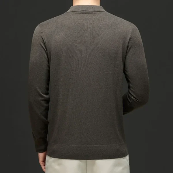 Men's POLO Shirt in Solid Color, Warm Winter Sweater, Stretchable Knit Sweater for Everyday Commuting. - Image 2