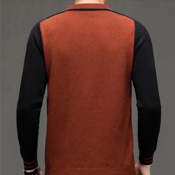 Business Casual Long-Sleeved Polo Collar Knitwear, Warm and Breathable, Fashion Wool Sweater with Matching Colors, Ideal for Everyday Wear - Image 2