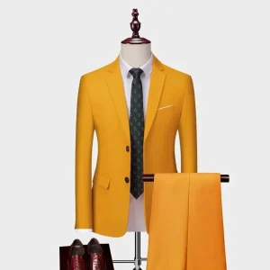 Men's Slim Fit Yellow Suits Formal Outfit for Men High-end, luxury, single-breasted, notch-lapel men's clothing