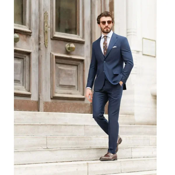 Superior Business Outfits in Luxurious Navy Blue Men's Suits Full Set of Two-Piece Jacket and Pants with Single Breasted Notch Lapel Slim Fit 2025 - Image 4