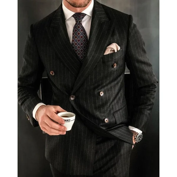 Exquisite Men's Clothing Terno: Regular Length Double Breasted Peak Lapel Flat Front Two-Piece Jackets - Image 3