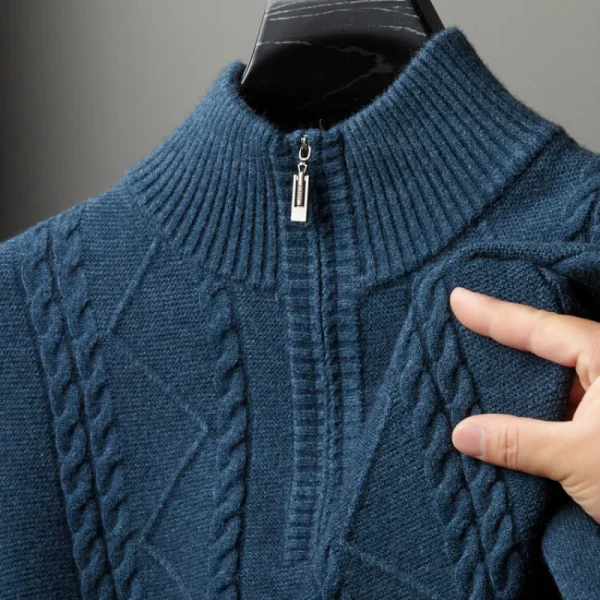 Men's Solid Color Long-Sleeved Warm Pullover, Half-Zip Pullover, Casual Everyday Wear, Premium Knitted Sweater. - Image 2